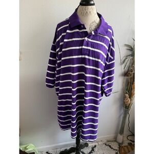Polo Ralph Lauren Mens 4XLT Purple White Striped Short Sleeve Polo Shirt Tall